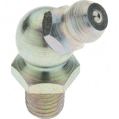 Value Collection - 45° Head Angle, 1/4-28 Taper Thread Grease Fitting - Zinc Plated Finish - Americas Industrial Supply