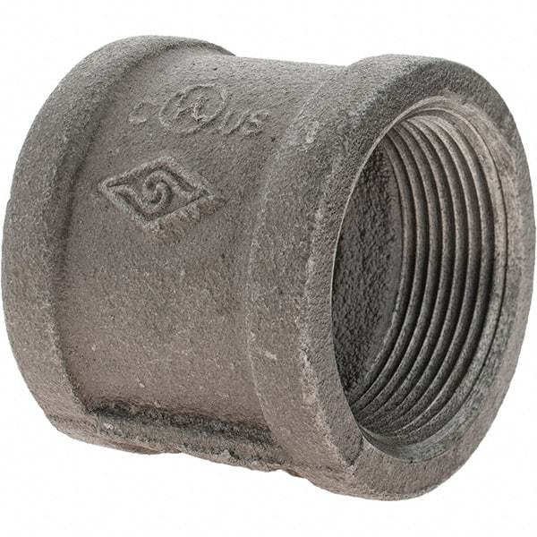Value Collection - Size 1-1/2", Class 150, Malleable Iron Black Pipe Coupling - 150 psi, Threaded End Connection - Americas Industrial Supply