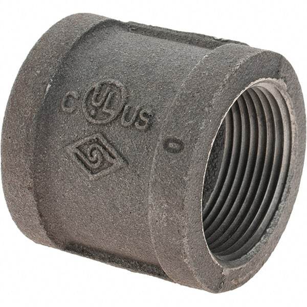 Value Collection - Size 1-1/4", Class 150, Malleable Iron Black Pipe Coupling - 150 psi, Threaded End Connection - Americas Industrial Supply