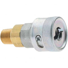 Parker - 1/4-18 NPTF Schrader Twist-Lock Pneumatic Hose Coupler - Brass, 1/4" Body Diam - Americas Industrial Supply