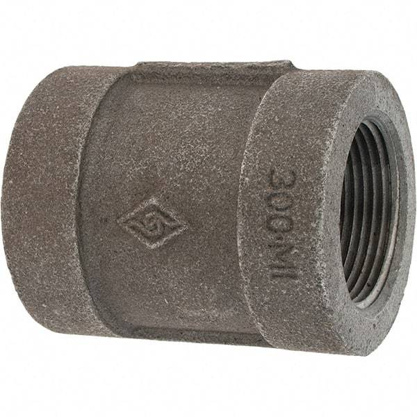Value Collection - Size 1-1/4", Class 300, Malleable Iron Black Pipe Coupling - 300 psi, Threaded End Connection - Americas Industrial Supply