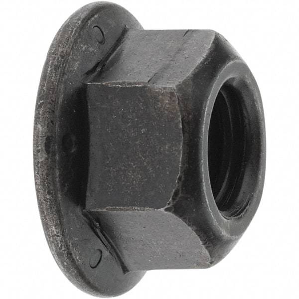 Made in USA - 1/2-13 UNC Grade G Hex Flange Lock Nut with Distorted Thread - Uncoated - Americas Industrial Supply