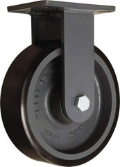 Hamilton - 10" Diam x 3" Wide x 12-1/2" OAH Top Plate Mount Rigid Caster - Polyurethane Mold onto Cast Iron Center, 3,900 Lb Capacity, Tapered Roller Bearing, 5-1/4 x 7-1/4" Plate - Americas Industrial Supply