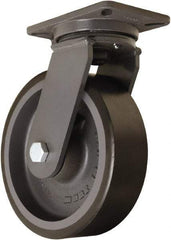 Hamilton - 10" Diam x 3" Wide x 12-1/2" OAH Top Plate Mount Swivel Caster - Polyurethane Mold onto Cast Iron Center, 3,900 Lb Capacity, Sealed Precision Ball Bearing, 5-1/4 x 7-1/4" Plate - Americas Industrial Supply