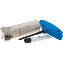 Iscar - 1-1/2" Cut Diam, 0.512" Max Depth of Cut, 1-1/4" Shank Diam, 4" OAL, Indexable Square Shoulder Helical End Mill - HM390 TDKT 1505.. Inserts, Weldon Shank, 0° Lead Angle, Through Coolant, Series HeliIQMill - Americas Industrial Supply