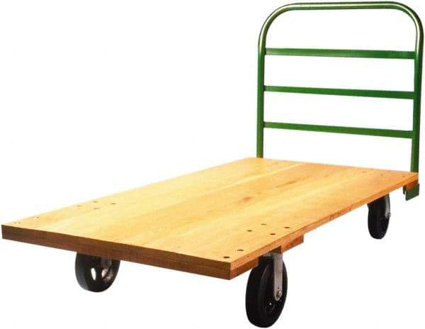 Fairbanks - 1,600 Lb Capacity Hardwood/Steel Platform Truck - Hardwood Deck, 27" OAW, 48" Platform Length, Mold On Rubber Casters - Americas Industrial Supply