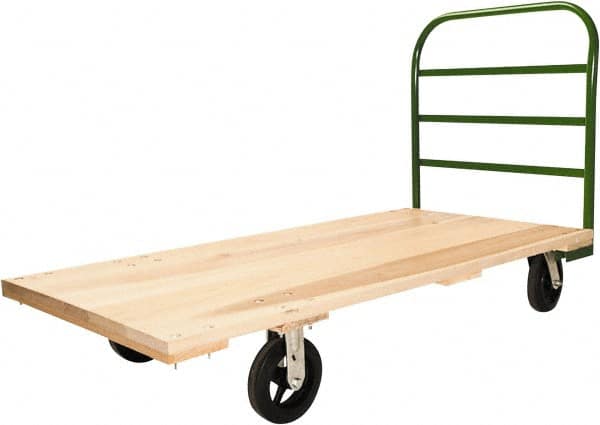 Fairbanks - 2,000 Lb Capacity Hardwood/Steel Platform Truck - Hardwood Deck, 30" OAW, 60" Platform Length, Mold On Rubber Casters - Americas Industrial Supply