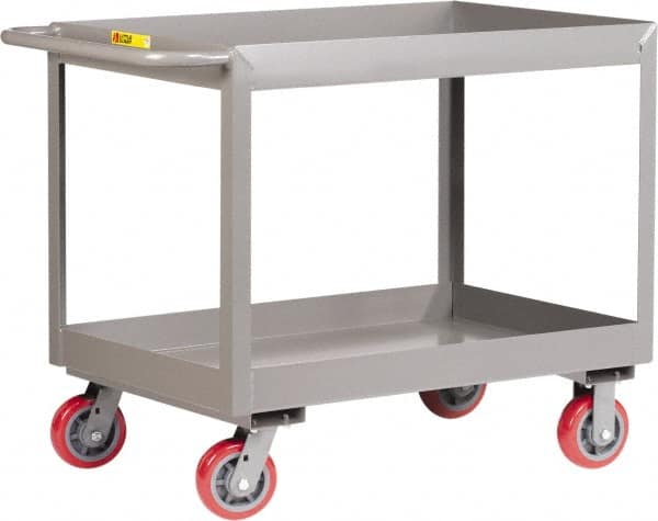 Little Giant - 3,600 Lb Capacity, 24" Wide x 53-1/2" Long x 36-1/2" High Deep Shelf Cart - 2 Shelf, Steel, 2 Rigid/2 Swivel Casters - Americas Industrial Supply