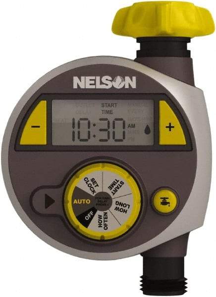 Nelson - Electronic Lawn Sprinkler Timer - 2 Watering Modes, 1 Outlet, 3/4-18 National Hose Thread - Americas Industrial Supply