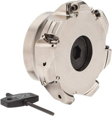 Seco - 3.94" Cut Diam, 1-1/2" Arbor Hole, 0.118" Max Depth of Cut, 40° Indexable Chamfer & Angle Face Mill - 7 Inserts, ON.U 05 Insert, Right Hand Cut, 7 Flutes, Through Coolant, Series Double Octo 05 - Americas Industrial Supply
