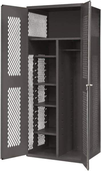 Durham - 5 Shelf Locking Storage Cabinet - Steel, 36" Wide x 24" Deep x 84" High, Gray - Americas Industrial Supply