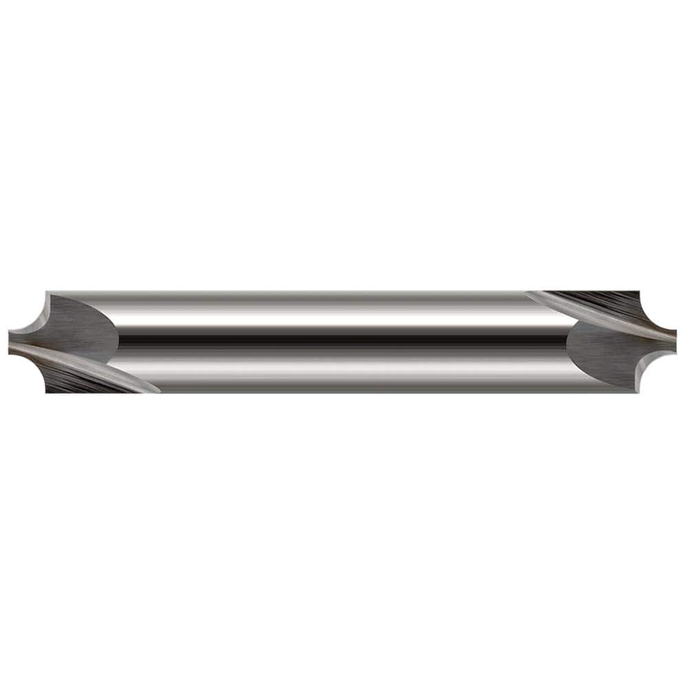 Corner Rounding End Mill: 0.02″ Radius, 0.125″ Diam, 2 Flutes, Solid Carbide 1.5″ OAL, 1″ Shank Dia, Bright/Uncoated, Double End