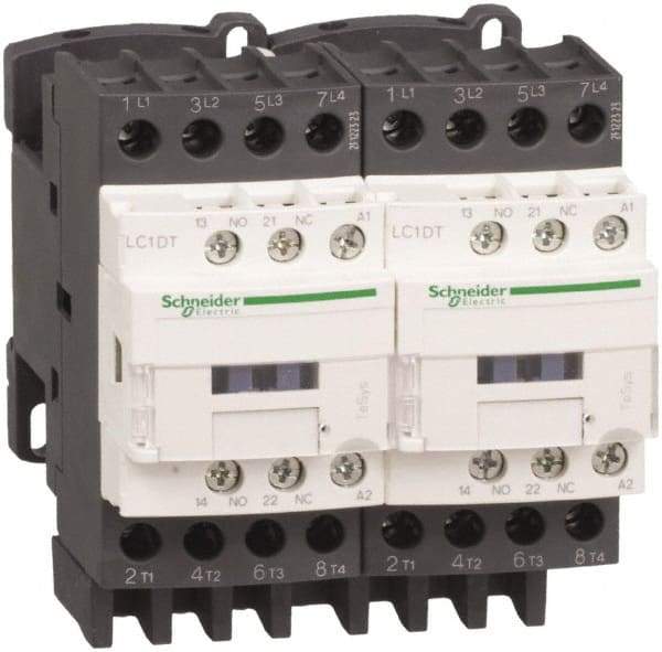 Schneider Electric - 4 Pole, 110 Coil VAC at 50/60 Hz, 40 Amp at 440 VAC, Reversible IEC Contactor - Bureau Veritas, CCC, CSA, CSA C22.2 No. 14, DNV, EN/IEC 60947-4-1, EN/IEC 60947-5-1, GL, GOST, LROS, RINA, RoHS Compliant, UL 508, UL Listed - Americas Industrial Supply