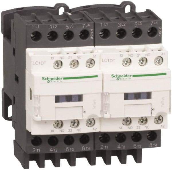 Schneider Electric - 4 Pole, 125 Coil VDC, 25 Amp at 440 VAC, Reversible IEC Contactor - Bureau Veritas, CCC, CSA, CSA C22.2 No. 14, DNV, EN/IEC 60947-4-1, EN/IEC 60947-5-1, GL, GOST, LROS, RINA, RoHS Compliant, UL 508, UL Listed - Americas Industrial Supply