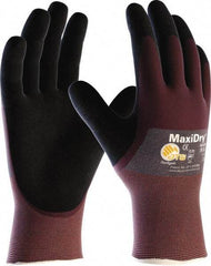ATG - Size M Nitrile Coated Polyethylene Blend General Protection Work Gloves - For General Purpose, Palm & Fingers Coated, Slip-On Cuff, Full Fingered, Purple, Paired - Americas Industrial Supply