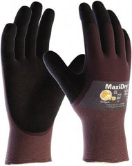 ATG - Size S Nitrile Coated Polyethylene Blend General Protection Work Gloves - For General Purpose, Palm & Fingers Coated, Slip-On Cuff, Full Fingered, Purple, Paired - Americas Industrial Supply
