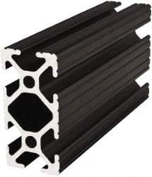 80/20 Inc. - 145 Inches Long x 1 Inch Wide x 2 Inches High, T Slotted Aluminum Extrusion - 0.7914 Square Inches, Black Anodized Finish - Americas Industrial Supply