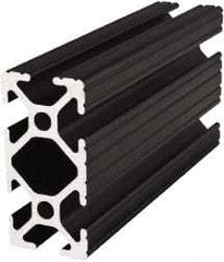 80/20 Inc. - 145 Inches Long x 1 Inch Wide x 2 Inches High, T Slotted Aluminum Extrusion - 0.7914 Square Inches, Black Anodized Finish - Americas Industrial Supply