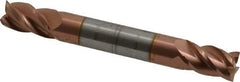 Accupro - 8mm, 12mm LOC, 8mm Shank Diam, 63mm OAL, 4 Flute, Solid Carbide Square End Mill - Double End, TiCN Finish, Spiral Flute, 40° Helix, Centercutting, Right Hand Cut, Right Hand Flute - Americas Industrial Supply
