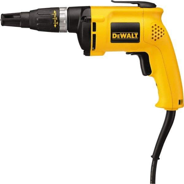 DeWALT - Pistol Grip Handle, 5,300 RPM, 60 In/Lb Torque, Electric Screwdriver - 1/4" Bit Holder, 120 Volts, 6 Amps - Americas Industrial Supply