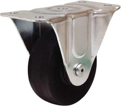 Hamilton - 4" Diam x 1-1/2" Wide x 5" OAH Top Plate Mount Rigid Caster - Hard Rubber, 300 Lb Capacity, Self-Lubricating Bearing, 3 x 6-3/16" Plate - Americas Industrial Supply