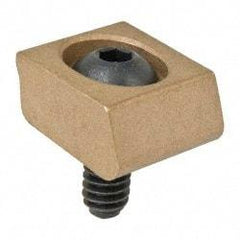 Mitee-Bite - 1/4-20 Screw Thread, 3/4" Wide x 0.15" High, Smooth Brass Standard Style Screw Mount Toe Clamp - 950 Lb Holding Force, 50" Lb Torque, 4.17 Lb Ft Torque, 0.44" Long Extension, 0.024" Throw, 6 Clamps in Package - Americas Industrial Supply