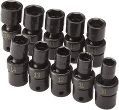 SK - 10 Piece 3/8" Drive Standard Impact Socket Set - 6 Points, 10 to 19mm, Metric Measurement Standard - Americas Industrial Supply