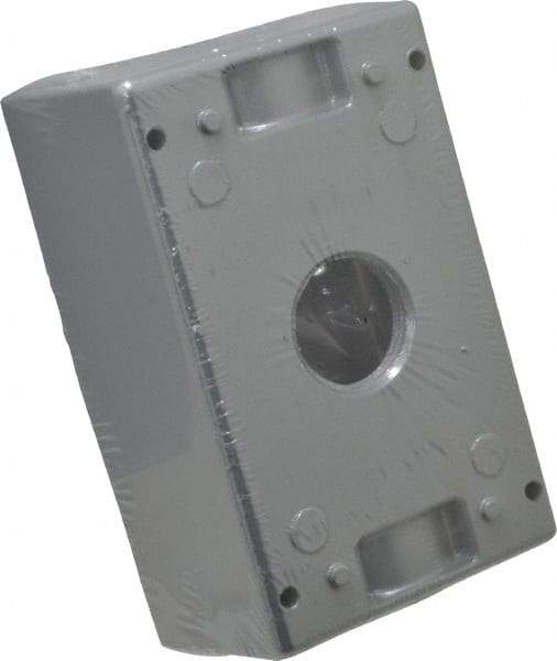 Thomas & Betts - 1 Gang, (3) 3/4" Knockouts, Aluminum Rectangle Outlet Box - 4-1/2" Overall Height x 2-1/2" Overall Width x 2" Overall Depth, Weather Resistant - Americas Industrial Supply