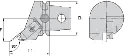 Kennametal - Left Hand Cut, Size KM63, V.. Insert Compatiblity, External Modular Turning & Profiling Cutting Unit Head - 43mm Ctr to Cutting Edge, 60mm Head Length, Through Coolant, Series Top Notch - Americas Industrial Supply
