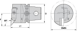 Kennametal - Left Hand Cut, Size KM63, V.. Insert Compatiblity, Internal Modular Turning & Profiling Cutting Unit Head - 43mm Ctr to Cutting Edge, 60mm Head Length, Through Coolant, Series Top Notch - Americas Industrial Supply