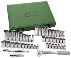SK - 47 Piece 3/8" Drive Deep Well Socket Set - 6, 12 Points, 1/4" to 7/8" (6mm to 19mm) Range, Inch/Metric Measurement Standard - Americas Industrial Supply