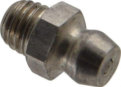 PRO-LUBE - Straight Head Angle, 1/4-28 UNF Stainless Steel Standard Grease Fitting - 5/16" Hex, 13.7mm Overall Height, 4.6mm Shank Length, Zinc Plated Finish - Americas Industrial Supply