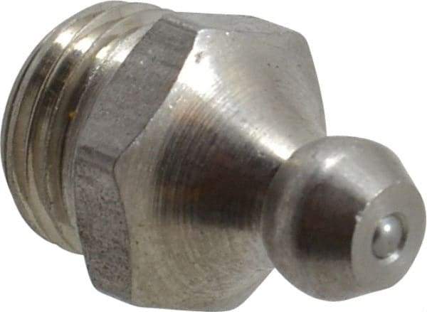 PRO-LUBE - Straight Head Angle, M10x1.0 Metric Stainless Steel Standard Grease Fitting - 11mm Hex - Americas Industrial Supply