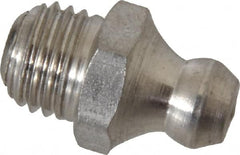 PRO-LUBE - Straight Head Angle, M8x1.0 Metric Stainless Steel Standard Grease Fitting - 9mm Hex - Americas Industrial Supply