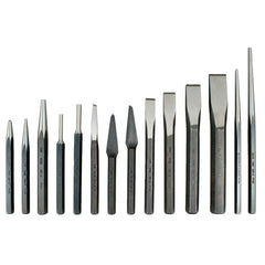 Martin Tools - Chisel & Punch Sets; Type: Punch & Chisel Set ; Number of Pieces: 14.000 ; Style: Cape Chisel; Cold Chisel; Diamond Point Chisel; Half-Round Chisel; Center Punch; Drift Punch; Long Taper Punch; Solid Punch; Pin Punch ; Set Contents: Cape, - Exact Industrial Supply