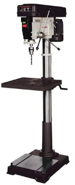 Jet - 20" Swing, Step Pulley Drill Press - 12 Speed, 1 hp, Single Phase - Americas Industrial Supply