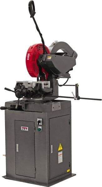 Jet - 2 Cutting Speeds, 14" Blade Diam, Cold Saw - 1,750 & 3,500 RPM Blade Speed, Floor Machine, 3 Phase, Compatible with Non-Ferrous Material - Americas Industrial Supply