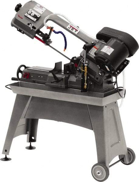 Jet - 5 x 8" Manual Horizontal Bandsaw - 1 Phase, 1/2 hp, 115 Volts, 45° Angle of Vise Rotation, Step Pulley Drive - Americas Industrial Supply