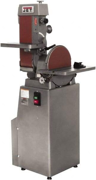 Jet - 48 Inch Long x 6 Inch Wide Belt, 12 Inch Diameter, Vertical Combination Sanding Machine - 2,850 Ft./min Belt Speed, 1-1/2 HP, Single Phase - Americas Industrial Supply