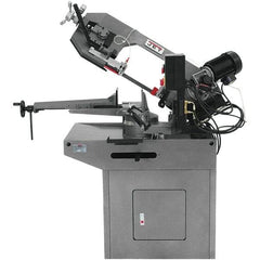 Jet - 8-3/4 x 7" Max Capacity, Manual Geared Head Horizontal Bandsaw - 157 to 314 SFPM Blade Speed, 230 Volts, 45 & 60°, 1.5 hp, 3 Phase - Americas Industrial Supply