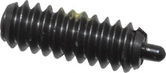 Vlier - 6-32, 3/8" Thread Length, 1/16" Plunger Projection, Steel Threaded Spring Plunger - 0.044 - 0.045" Max Plunger Diam, 3/8" Plunger Length, 1 Lb Init End Force, 1.6 Lb Final End Force - Americas Industrial Supply