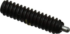 Vlier - 6-32, 17/32" Thread Length, 1/16" Plunger Projection, Steel Threaded Spring Plunger - 0.044 - 0.045" Max Plunger Diam, 17/32" Plunger Length, 0.5 Lb Init End Force, 1.5 Lb Final End Force - Americas Industrial Supply