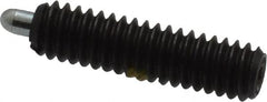 Vlier - 8-32, 5/8" Thread Length, 3/32" Plunger Projection, Steel Threaded Spring Plunger - 0.069 - 0.07" Max Plunger Diam, 5/8" Plunger Length, 0.7 Lb Init End Force, 2.3 Lb Final End Force - Americas Industrial Supply