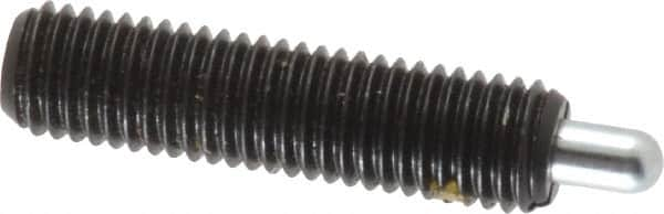 Vlier - 1/4-28, 1" Thread Length, 3/16" Plunger Projection, Steel Threaded Spring Plunger - 0.117 - 0.118" Max Plunger Diam, 1" Plunger Length, 1 Lb Init End Force, 4 Lb Final End Force - Americas Industrial Supply