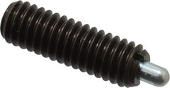 Vlier - 5/16-18, 1" Thread Length, 3/16" Plunger Projection, Steel Threaded Spring Plunger - 0.133 - 0.135" Max Plunger Diam, 1" Plunger Length, 1.5 Lb Init End Force, 4.5 Lb Final End Force - Americas Industrial Supply