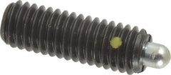 Vlier - 3/8-16, 1-1/8" Thread Length, 3/16" Plunger Projection, Steel Threaded Spring Plunger - 0.186 - 3/16" Max Plunger Diam, 1-1/8" Plunger Length, 2.8 Lb Init End Force, 7.2 Lb Final End Force - Americas Industrial Supply