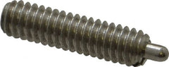 Vlier - 8-32, 5/8" Thread Length, 3/32" Plunger Projection, Stainless Steel Threaded Spring Plunger - 0.069 - 0.07" Max Plunger Diam, 5/8" Plunger Length, 0.7 Lb Init End Force, 2.3 Lb Final End Force - Americas Industrial Supply