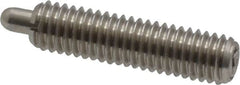 Vlier - 10-32, 3/4" Thread Length, 1/8" Plunger Projection, Stainless Steel Threaded Spring Plunger - 0.091 - 0.092" Max Plunger Diam, 3/4" Plunger Length, 1.3 Lb Init End Force, 2.7 Lb Final End Force - Americas Industrial Supply