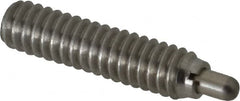 Vlier - 1/4-20, 1" Thread Length, 3/16" Plunger Projection, Stainless Steel Threaded Spring Plunger - 0.117 - 0.118" Max Plunger Diam, 1" Plunger Length, 3 Lb Init End Force, 13 Lb Final End Force - Americas Industrial Supply