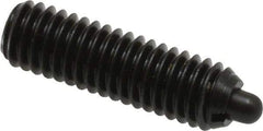 Vlier - M6 x 1.0, 0.787" Thread Length, 0.098" Plunger Projection, Steel Threaded Spring Plunger - 0.106" Max Plunger Diam, 0.787" Plunger Length, 4.05 Lb Init End Force, 11.24 Lb Final End Force - Americas Industrial Supply